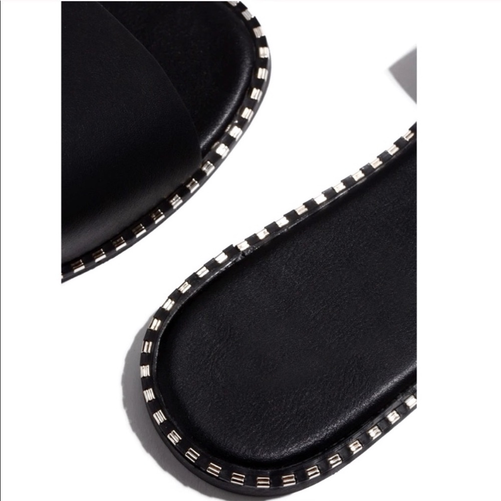 Black Slip On One Band Flat Sandals - Picture 6 of 10